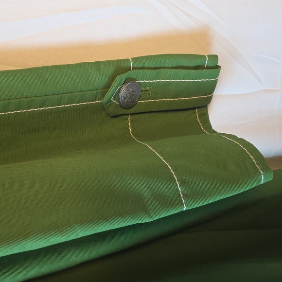 Ann Taylor Loft Green Silver Tone Button Belted Trench Coat - Picture 5 of 9